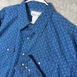 Wrangler Wrancher Pearl Snap Long Sleeve Shirt Men 2XL Blue Paisley Cowboy Ranch